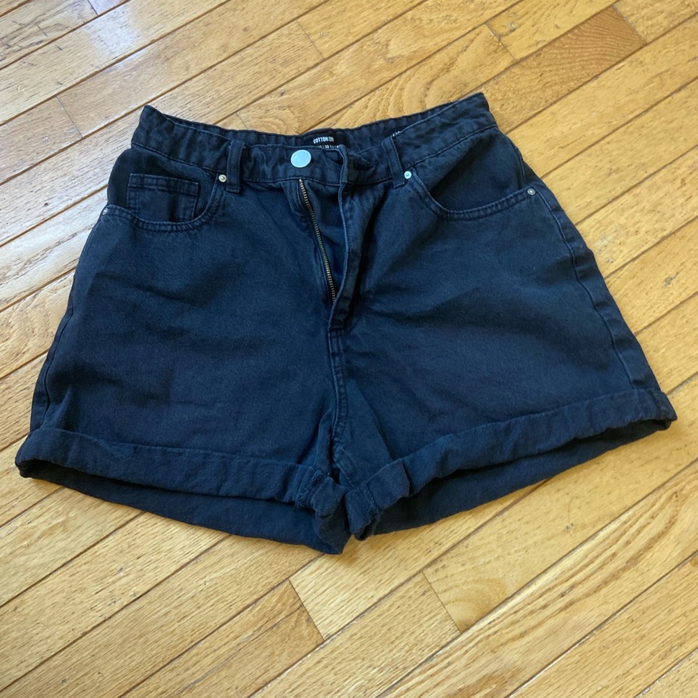 Cotton On High Rise Black Denim Shorts Size: 6